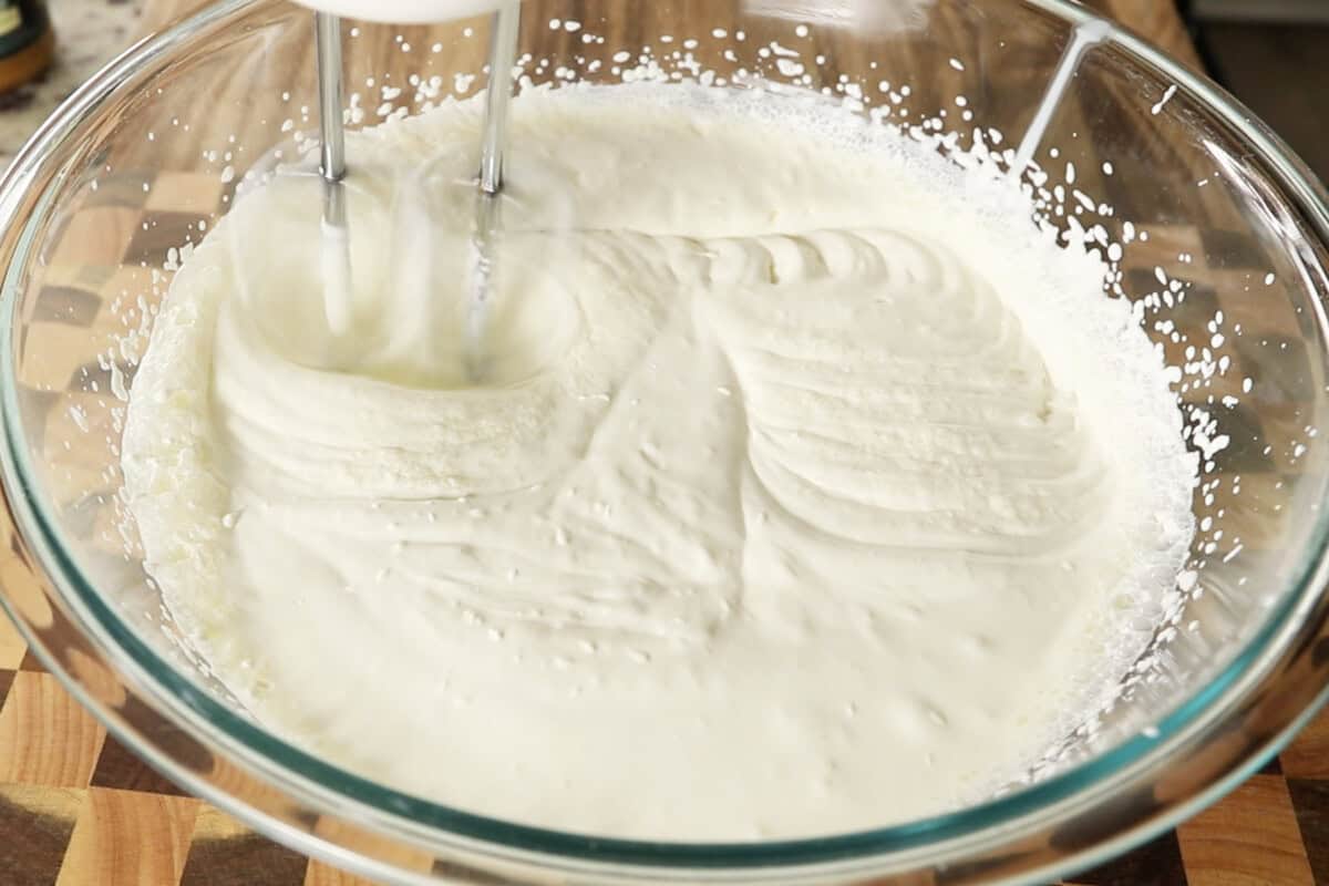 whipping heavy cream with a hand mixer