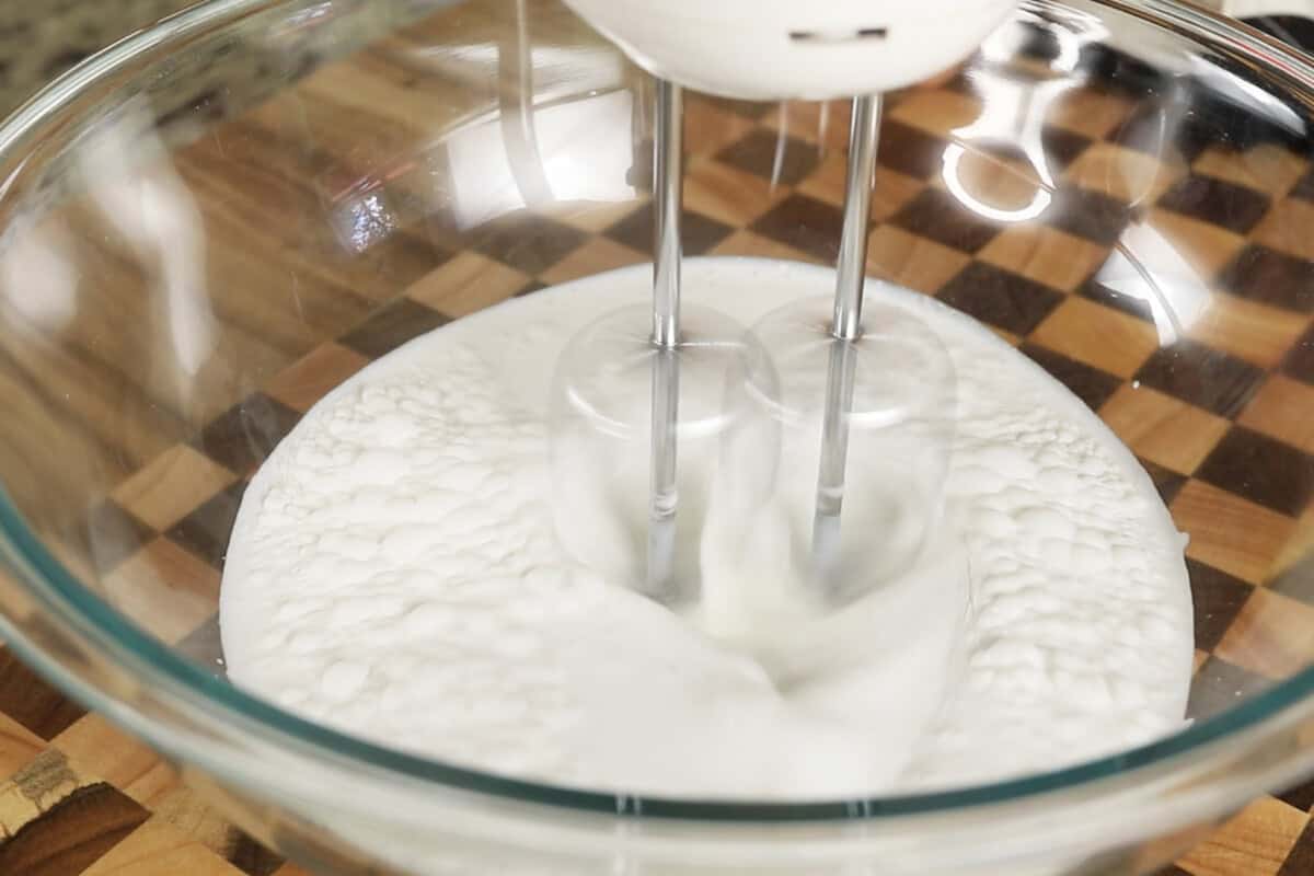 whipping heavy cream with a hand mixer