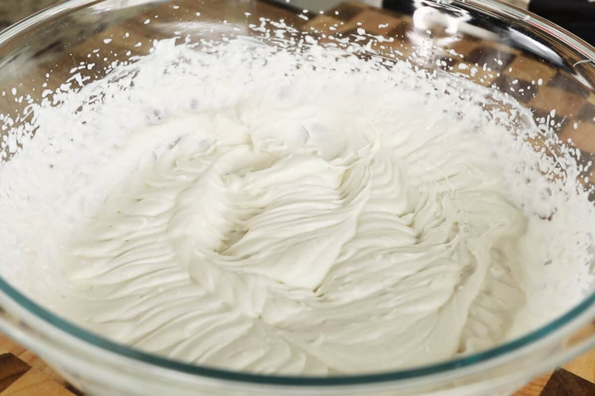 whipping cream in a bowl