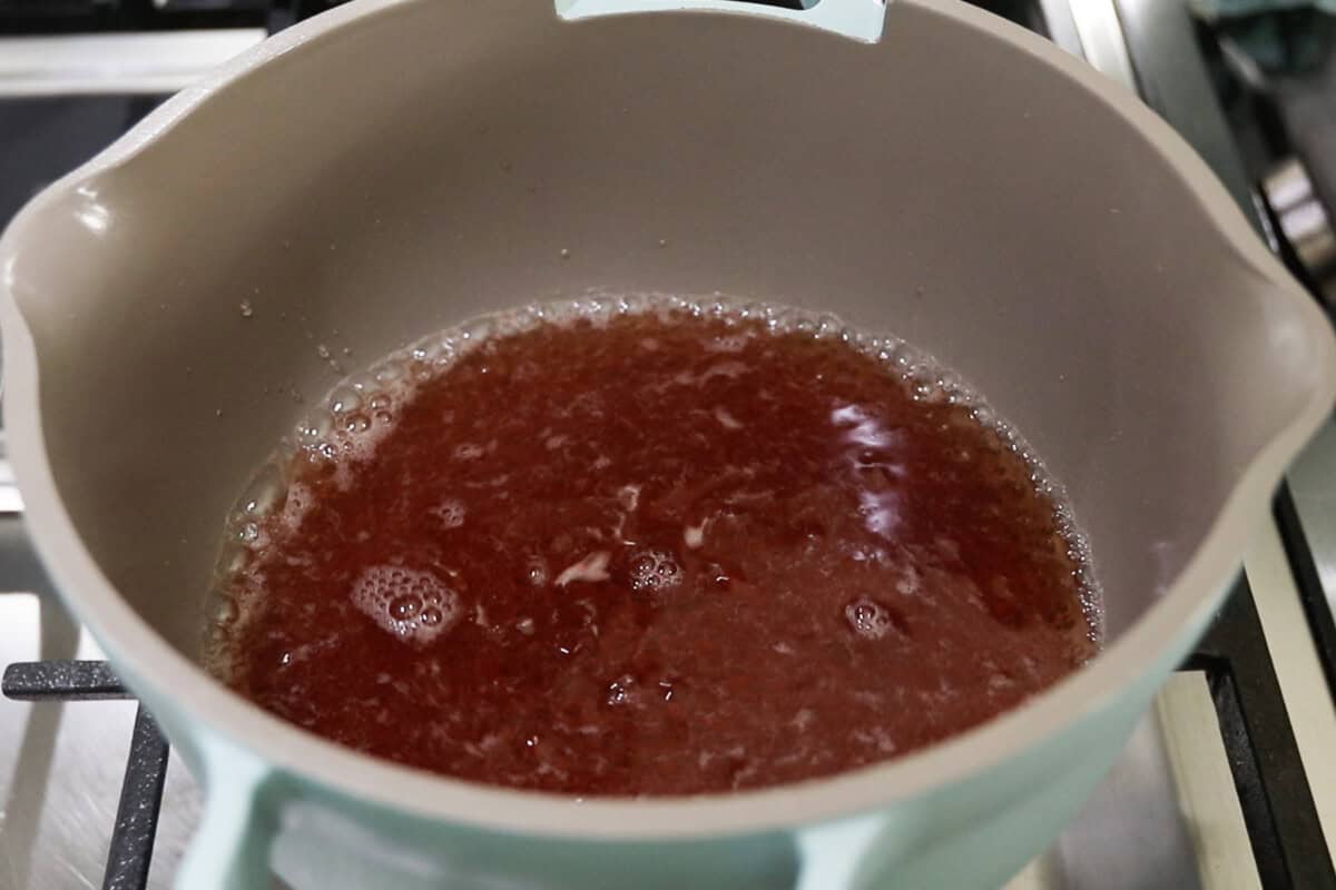 boiling jello mixture in a pot