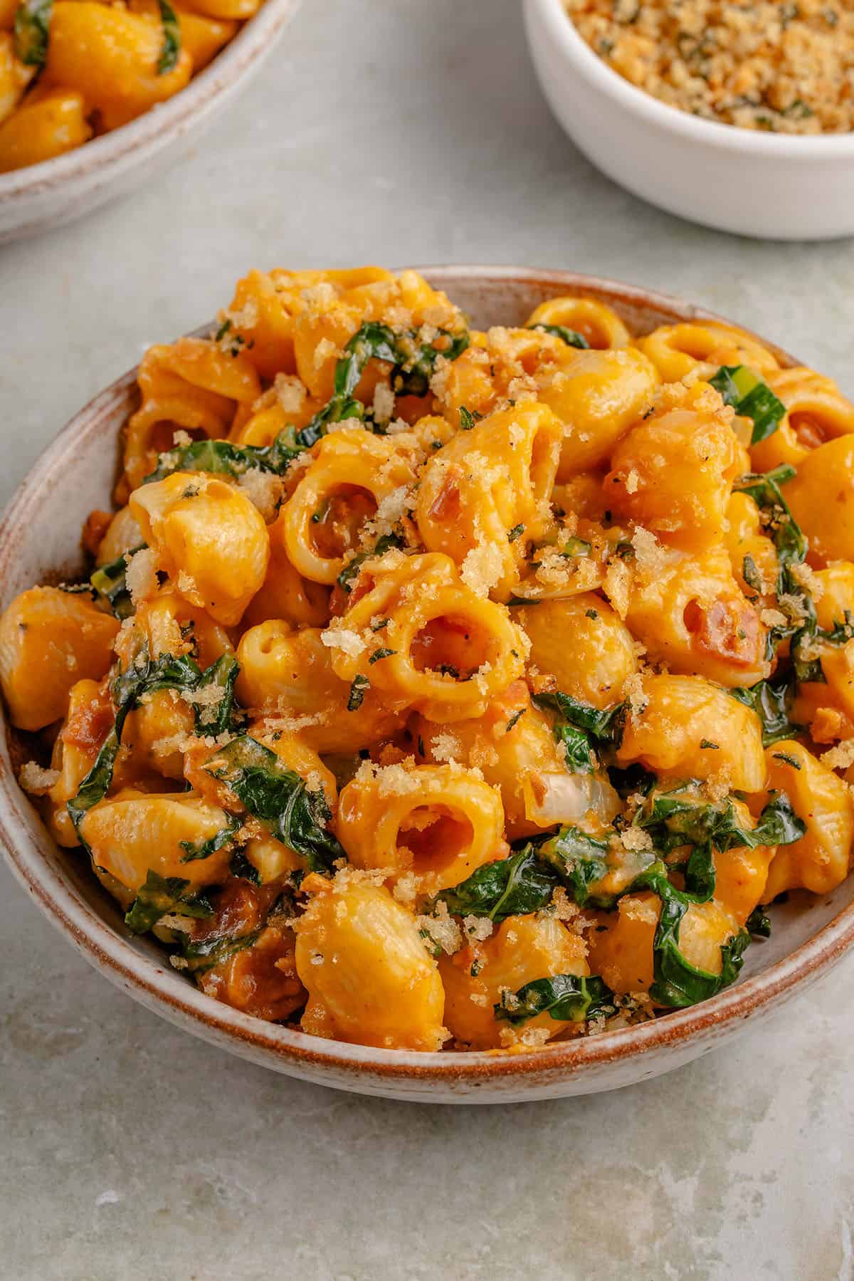 Creamy Vegan Pumpkin Mac And Cheese W Garlic Sage Breadcrumbs