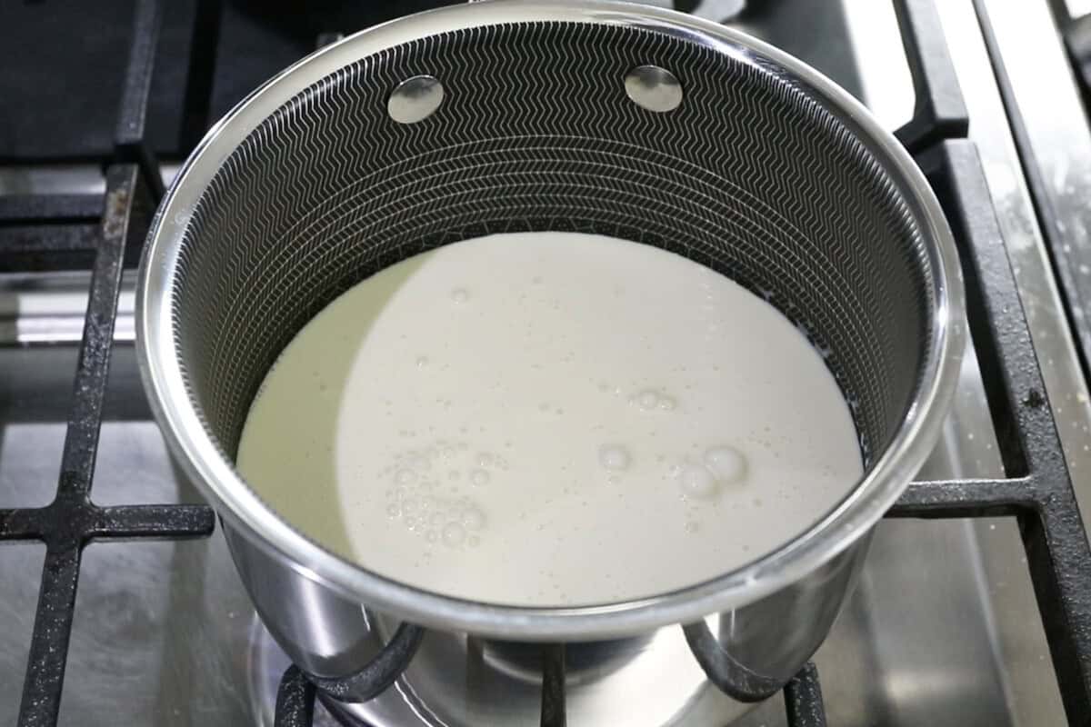 dairy-free heavy cream in small saucepan