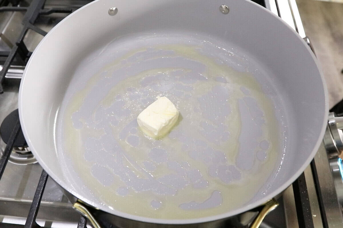 melting dairy-free butter in large skillet