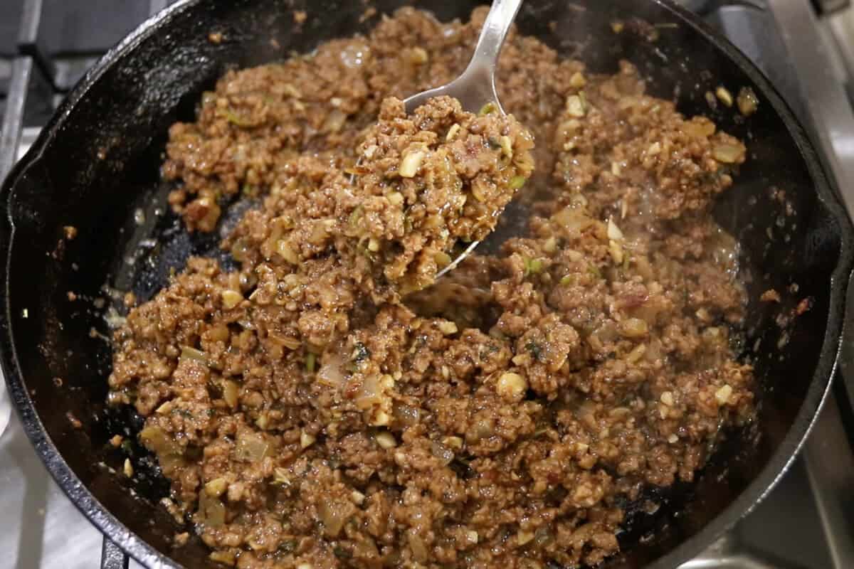 finished vegan ground beef taco meat