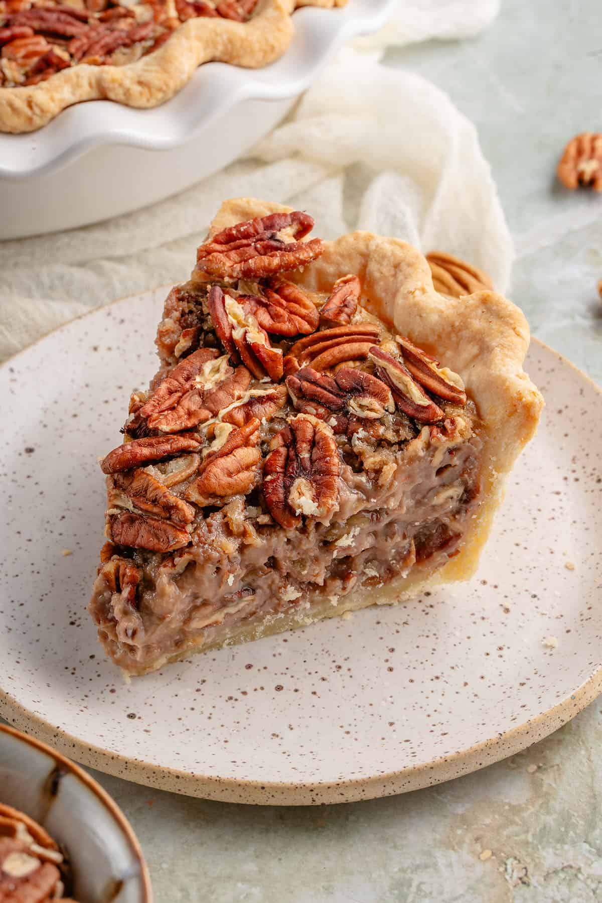 slice of pecan pie on a plate