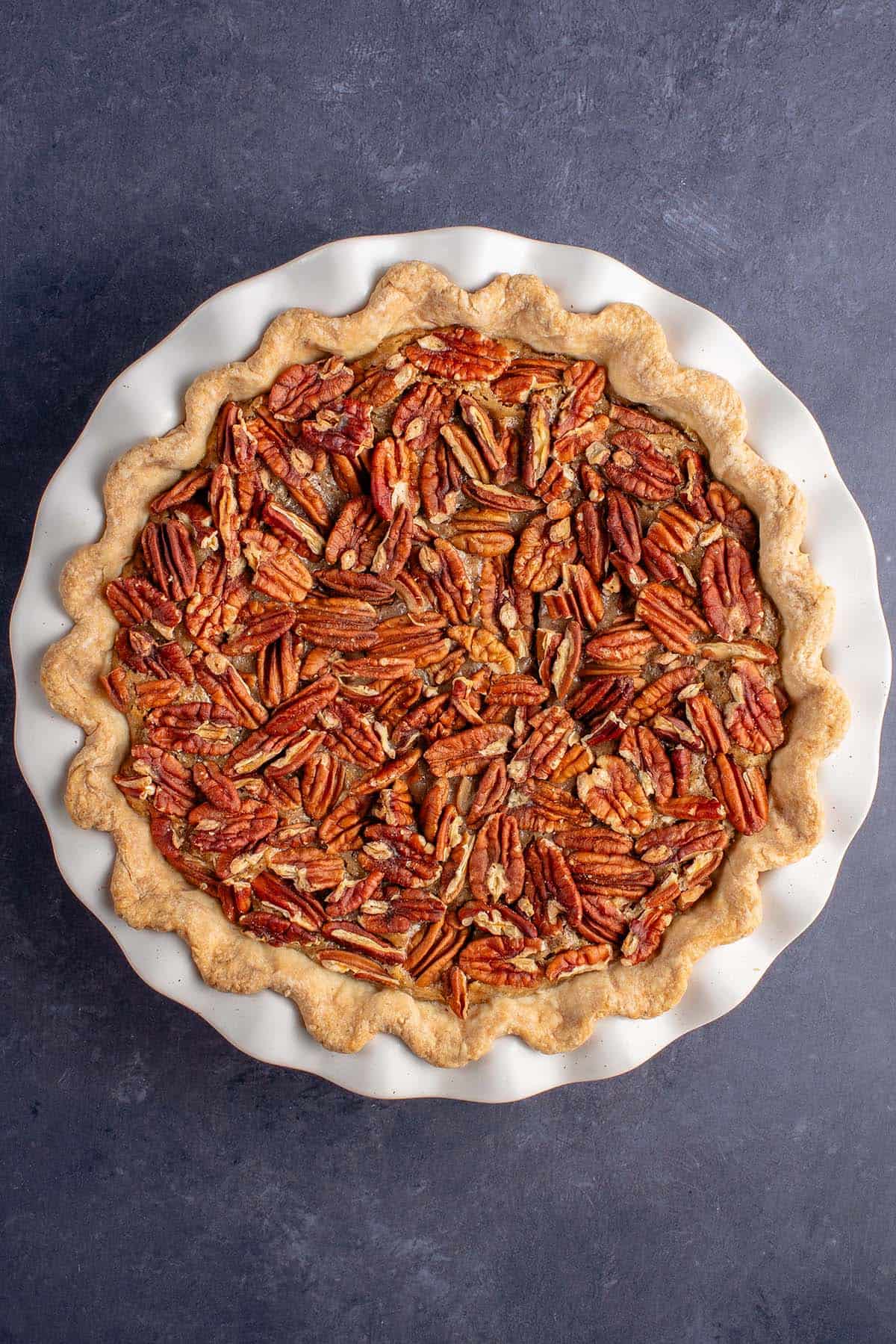 pecan pie after being baked