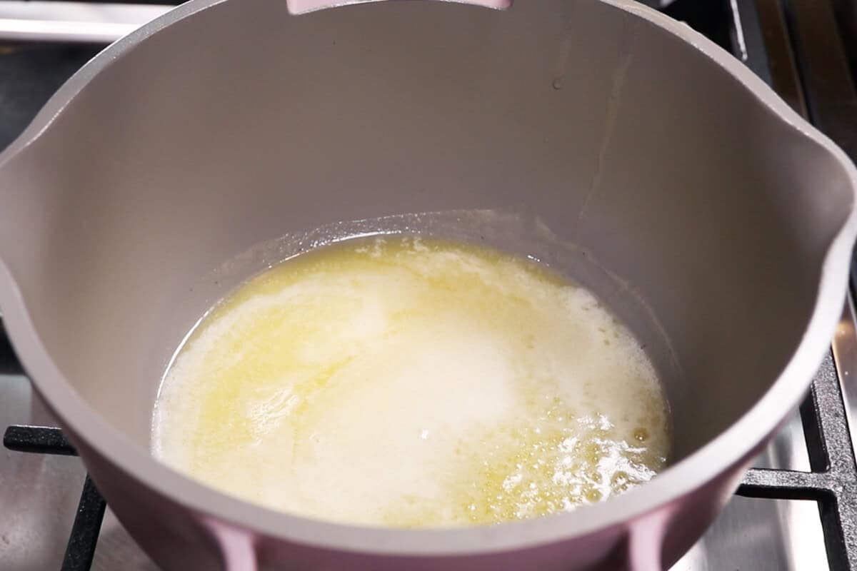 melted butter in a pot