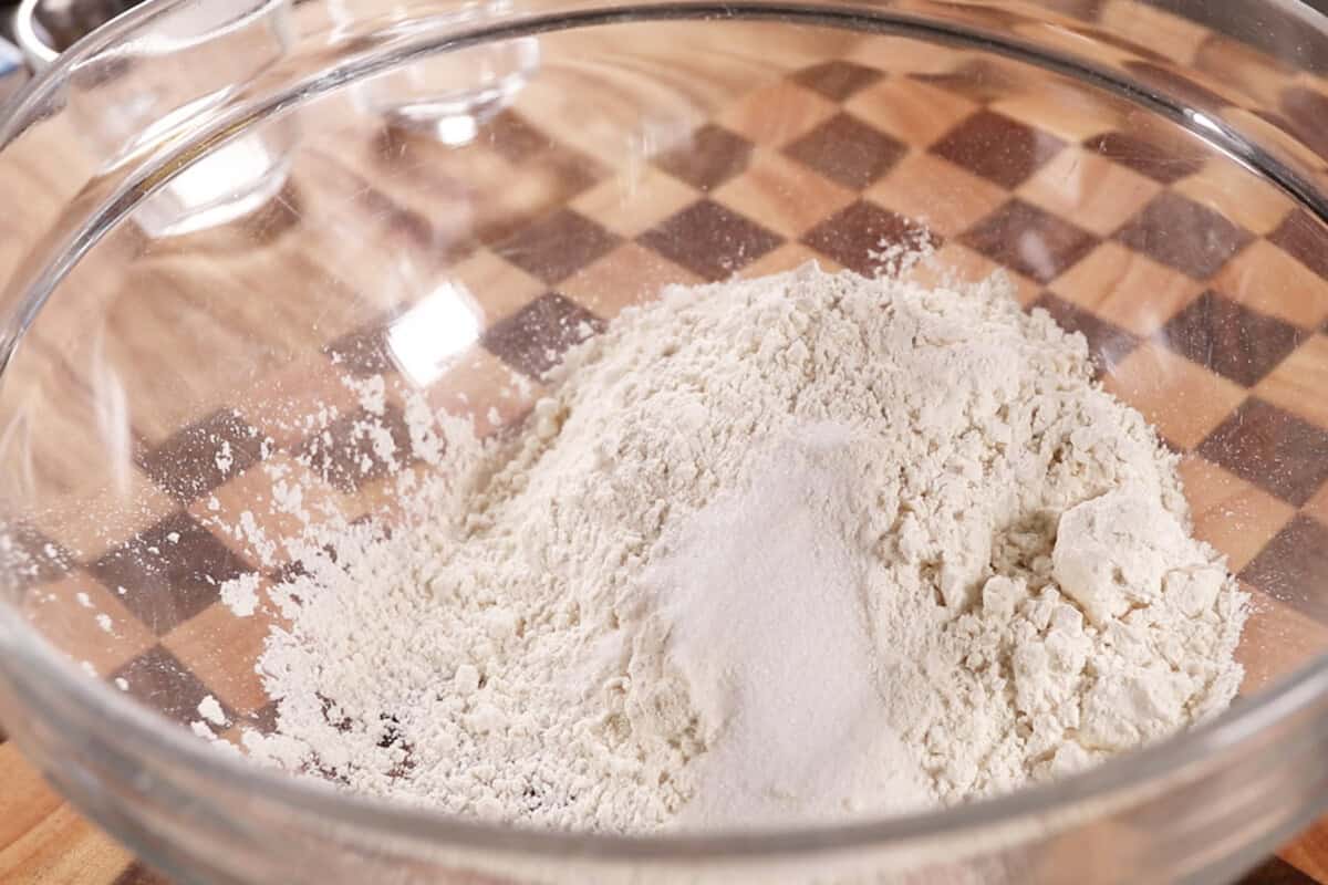 flour and sugar in a large bowl