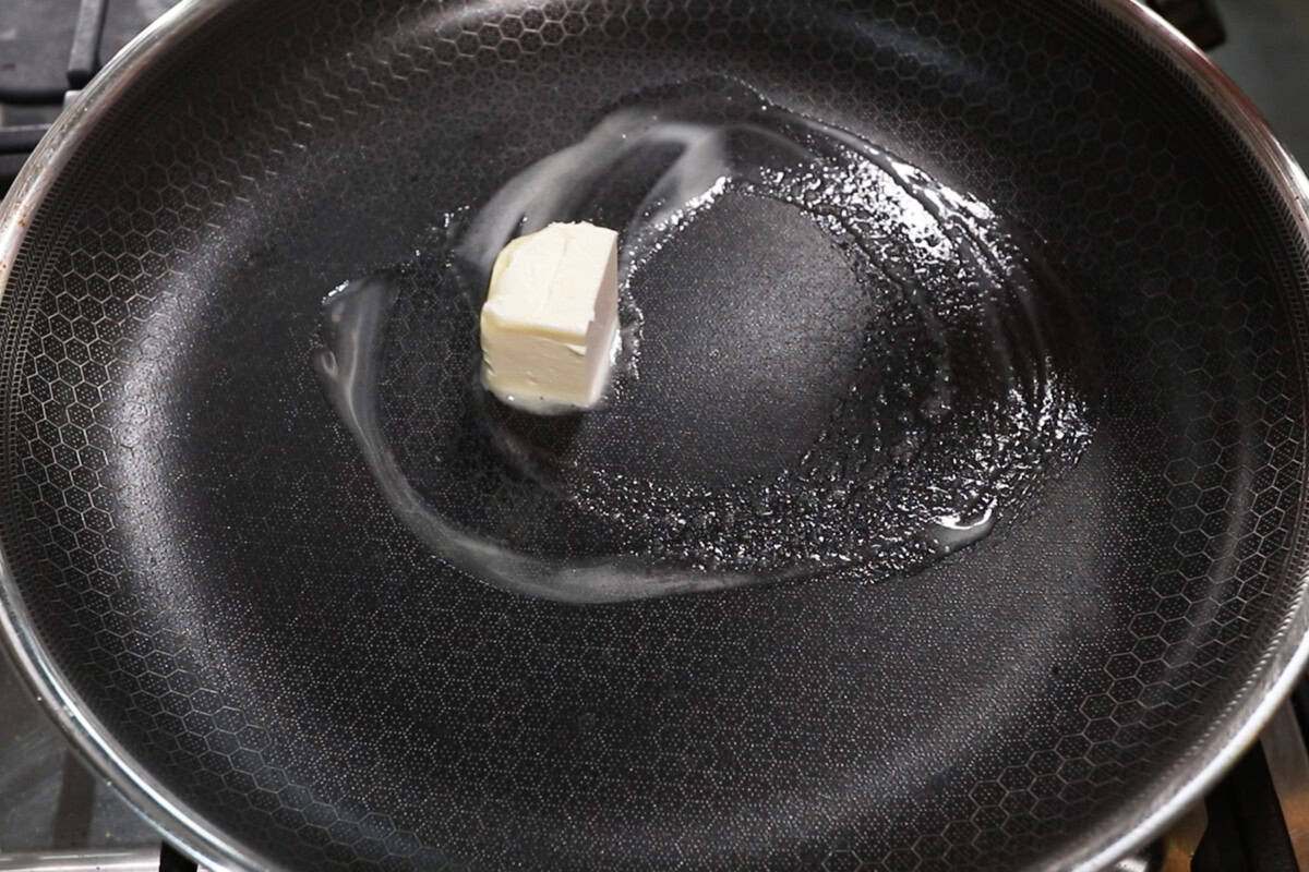 melting butter in a large skillet