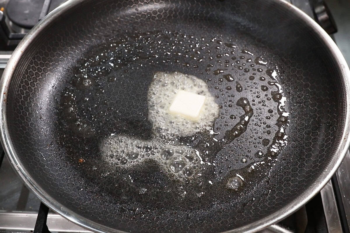 melted butter in skillet