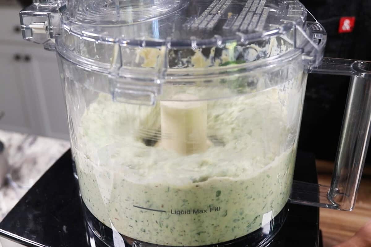 mixing the filling together in a food processor