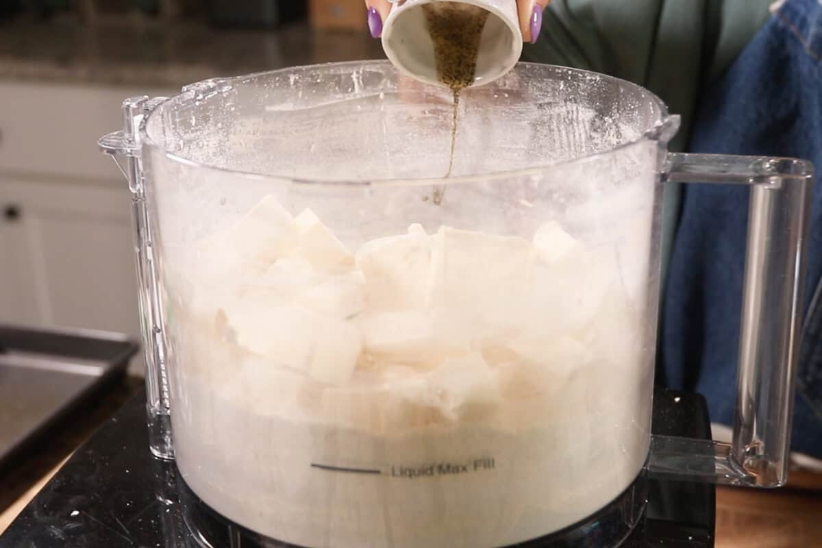 adding vanilla bean paste to food processor