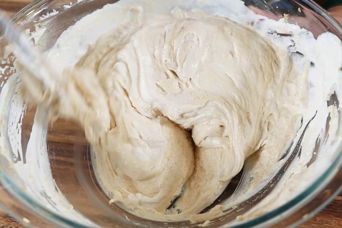 mixing pie filling in a large bowl