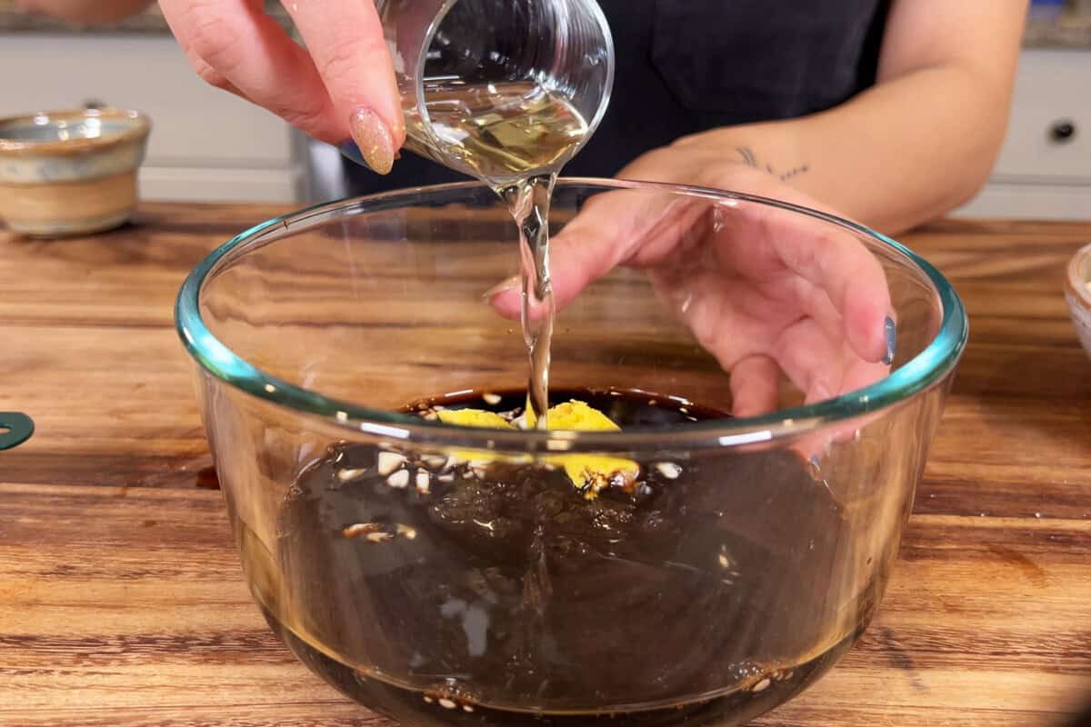 making marinade for tofu