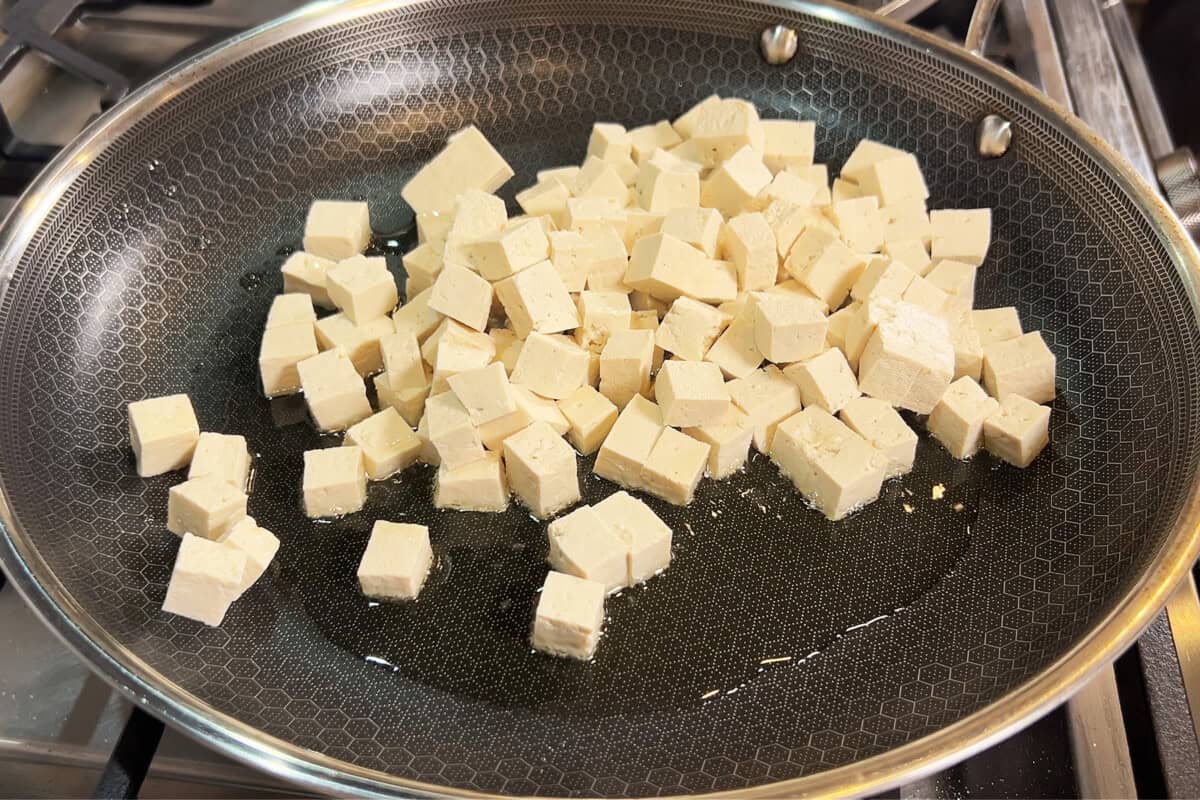 pan frying tofu in oil