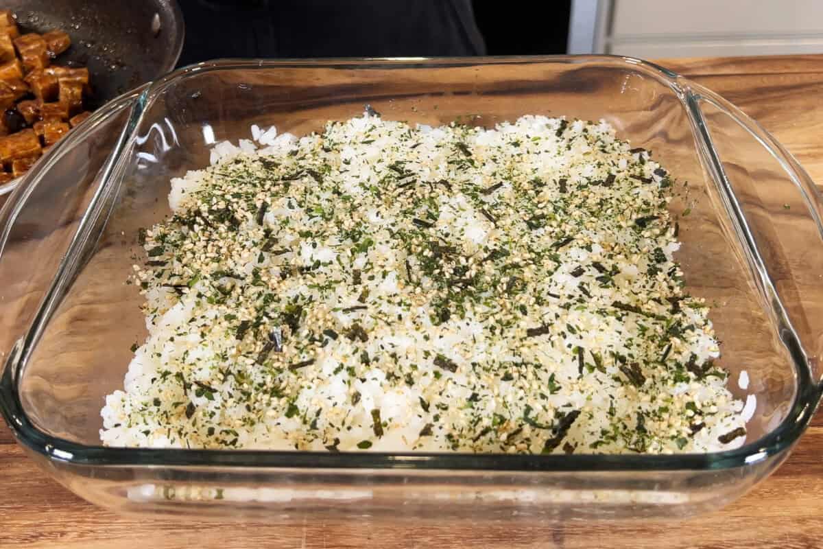 sprinkled furikake over rice