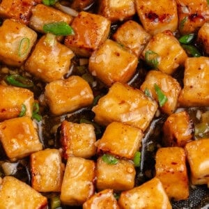 saucy sinigang tofu in a pan