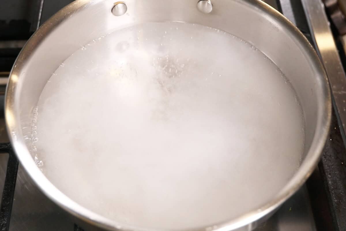 bringing salted water to a boil