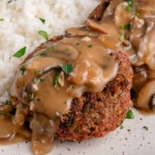 Vegan Filipino Burger Steak with Mushroom Gravy Recipe
