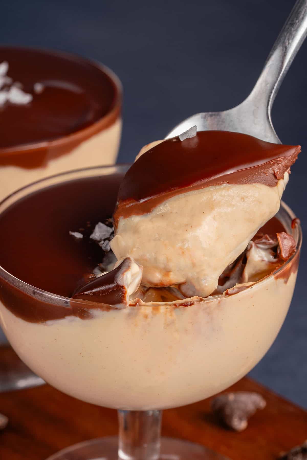 spoonful of vegan silken tofu peanut butter mousse