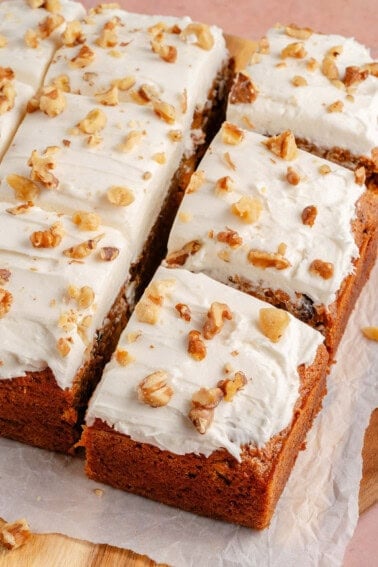 slicec vegan carrot cake with cream cheese frosting