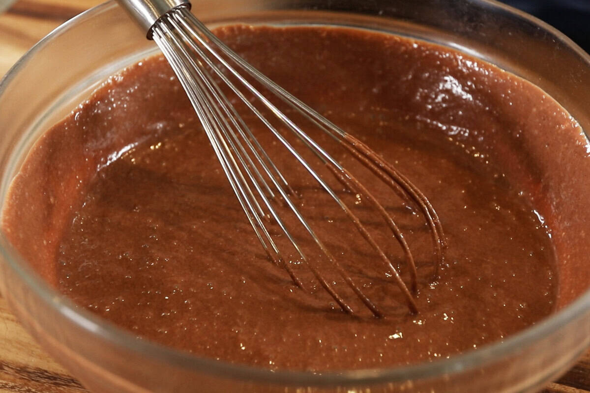 batter mixed in large bowl with whisk
