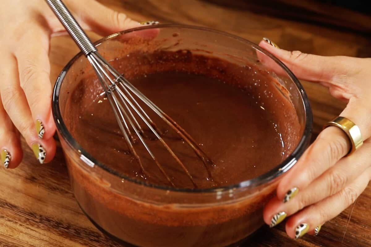 mixed milk, butter and cocoa powder