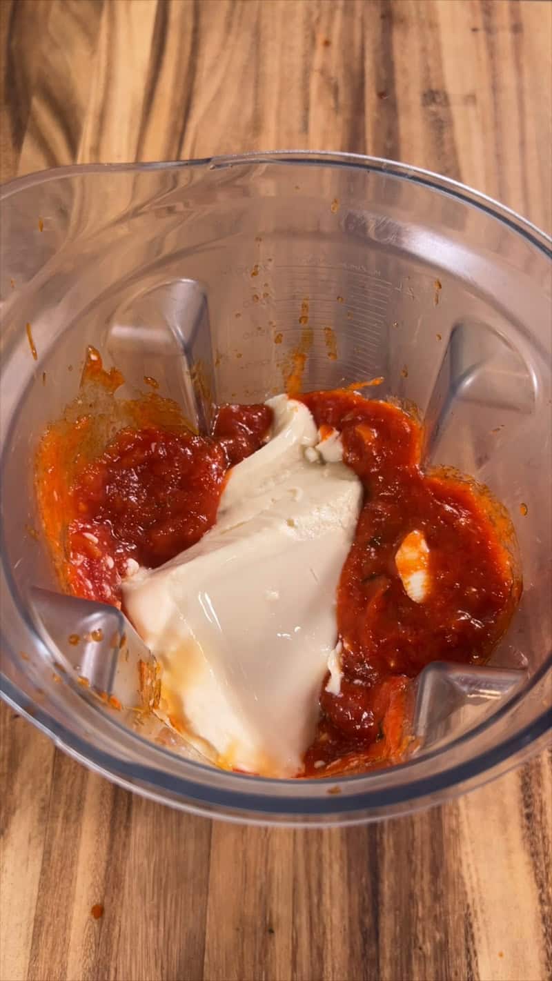 adding silken tofu to blender
