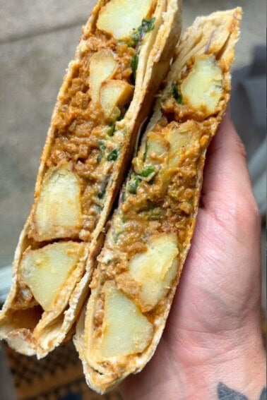 cross section of peanut lavash wrap