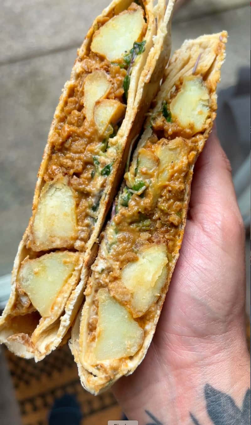 cross section of peanut lavash wrap