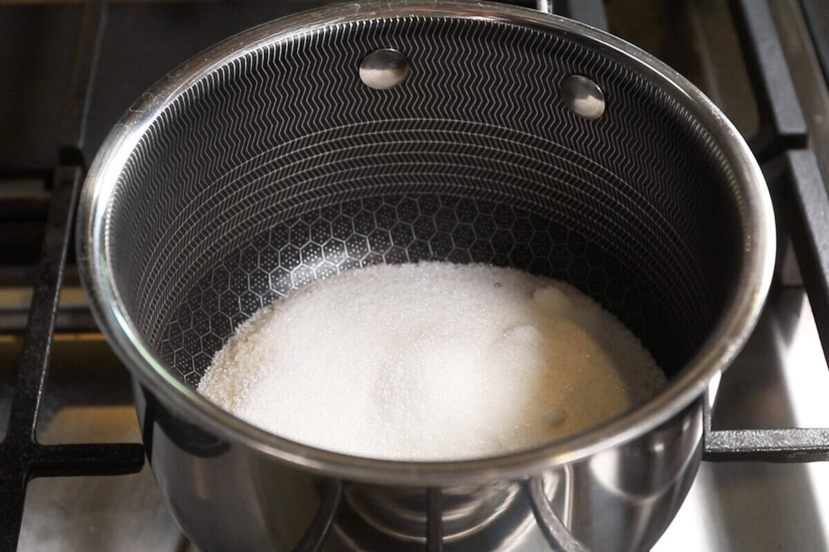 sugar added to pan