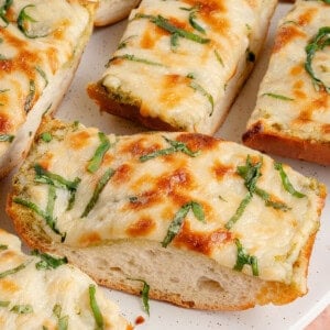 slices of cheesy pesto garlic bread