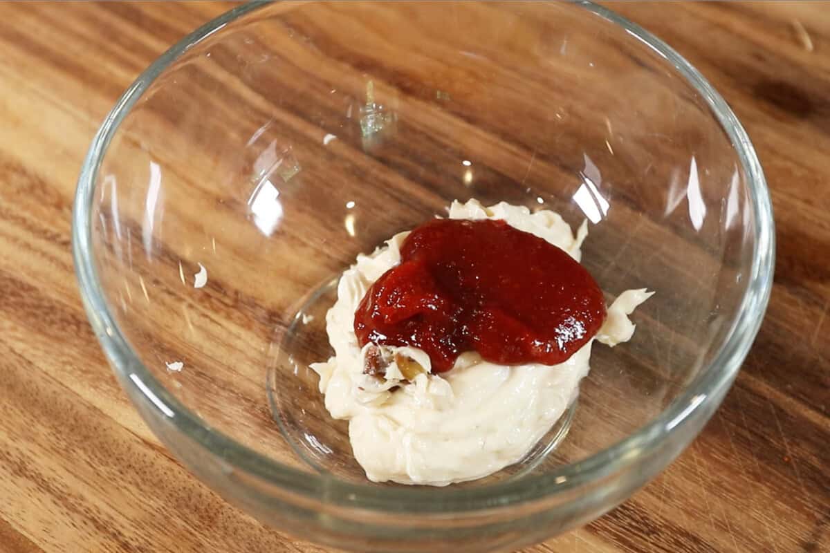 adding gochujang to softened butter