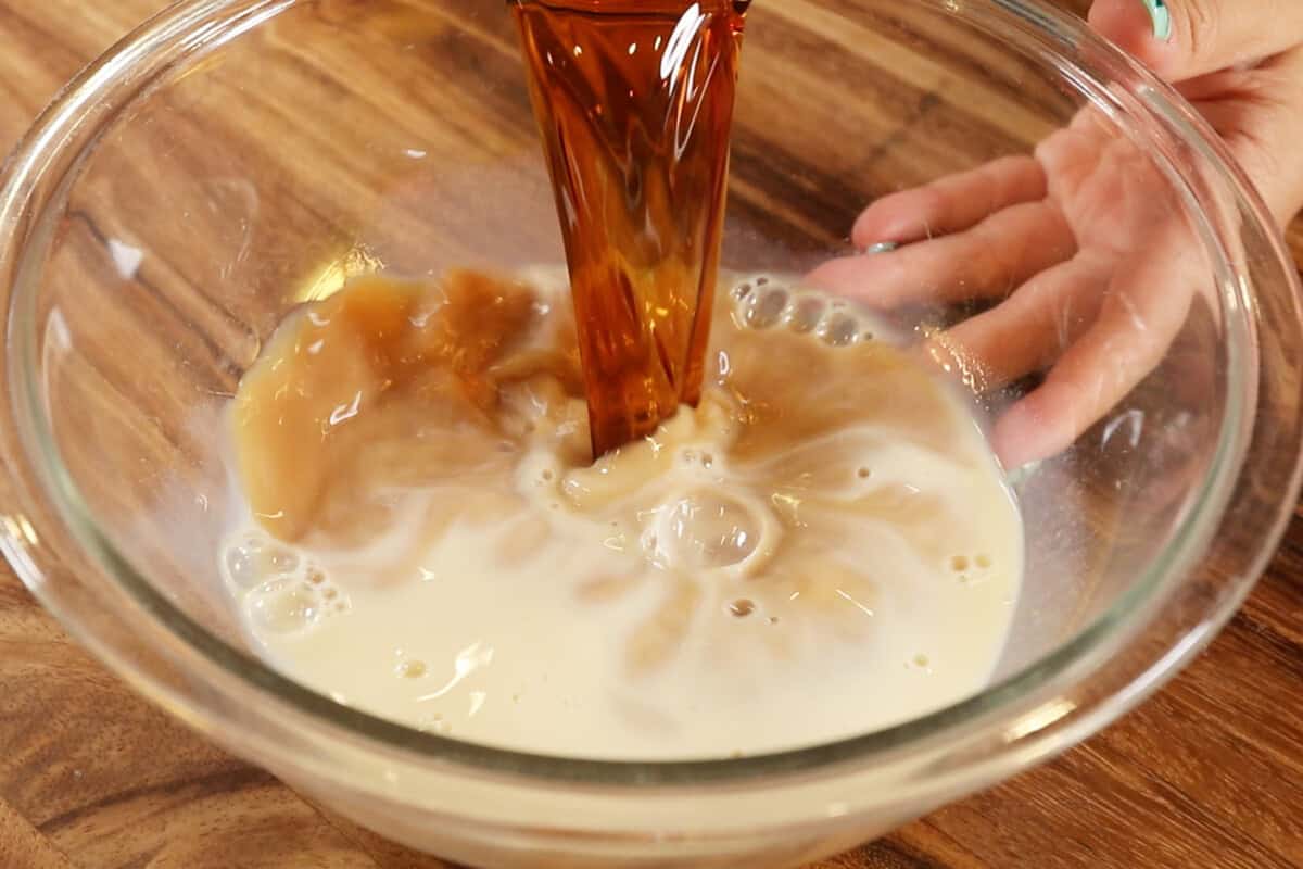 pouring coffee into the bowl