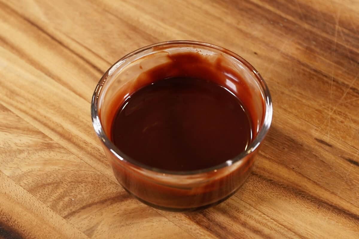 chocolate ganache in small bowl