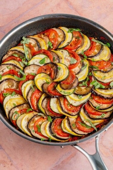 oven baked ratatouille in a pan