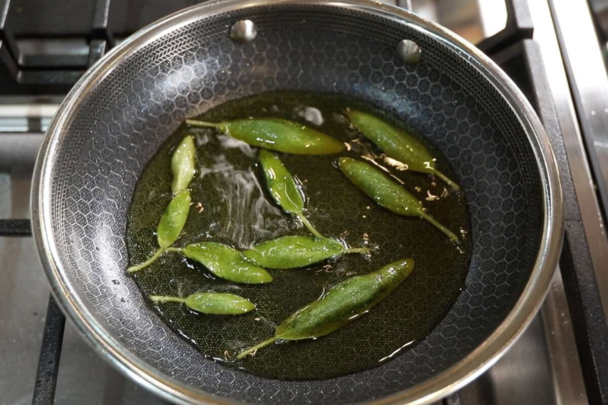 frying the sage in oil