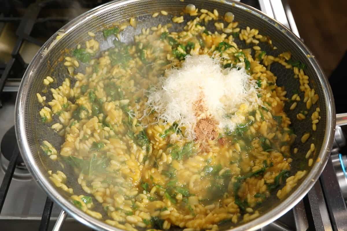 adding the nutmeg and parmesan