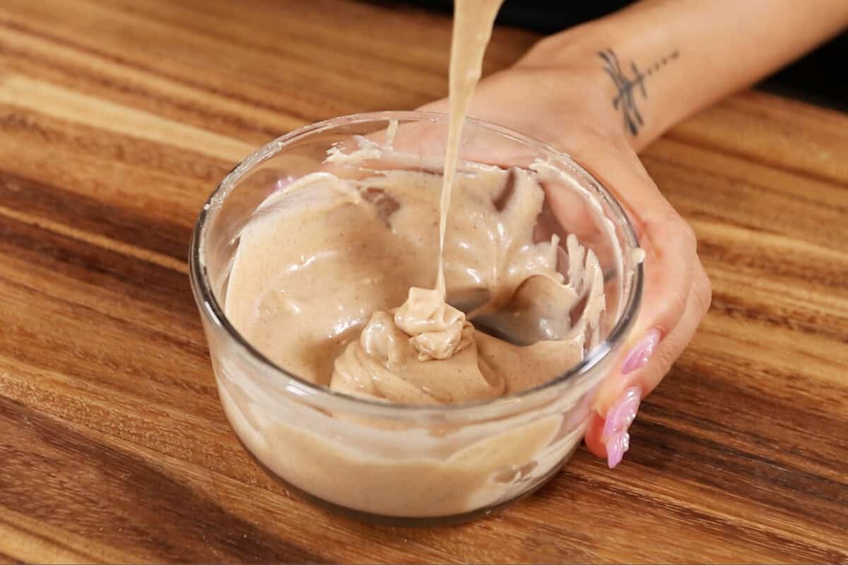ingredients for maple glaze in glass bowl