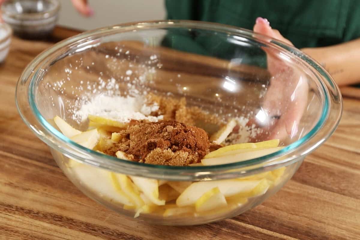 filling for Spiced Pear Galettes in glass bowl