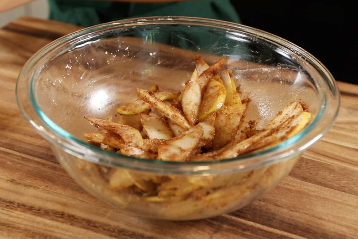 filling for Spiced Pear Galettes in glass bowl