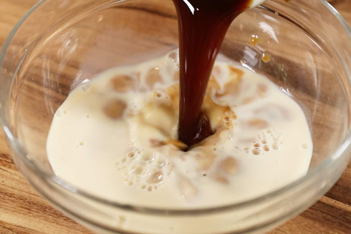 adding coffee to bowl
