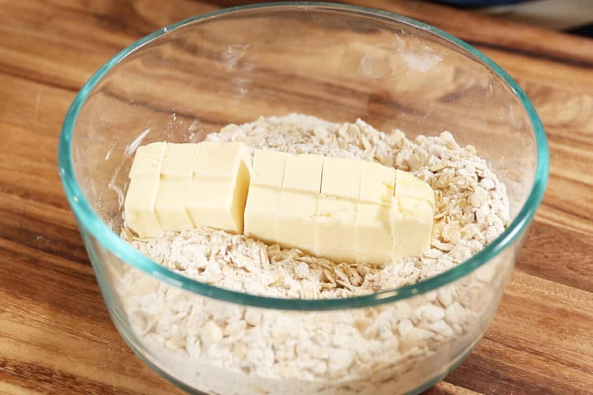 butter and oats in a bowl