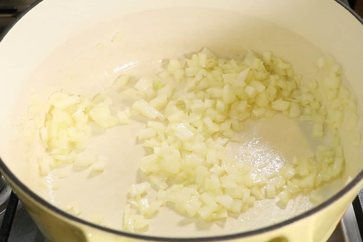 cooking onions in pot