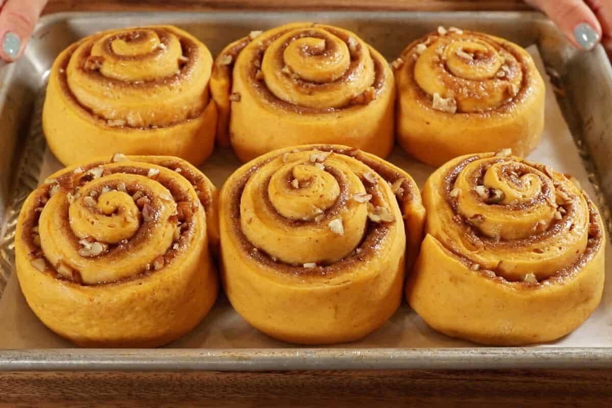 risen cinnamon rolls before making