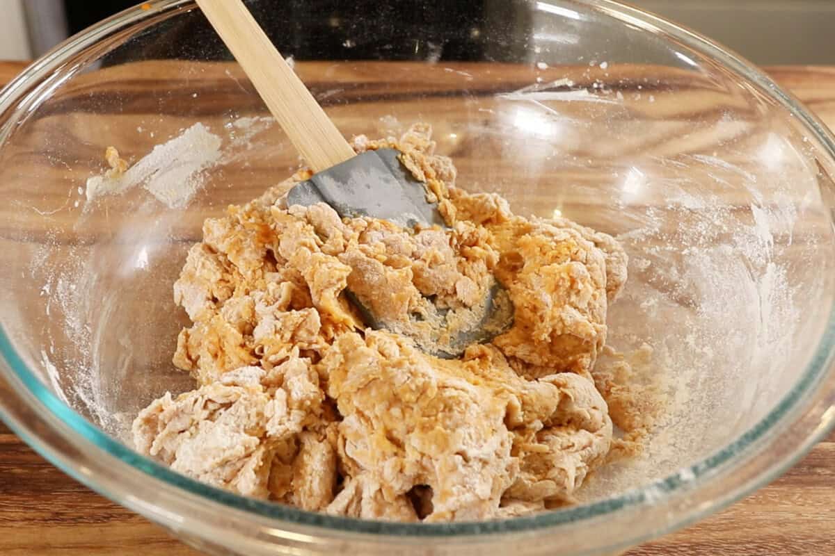 mixed dough in bowl