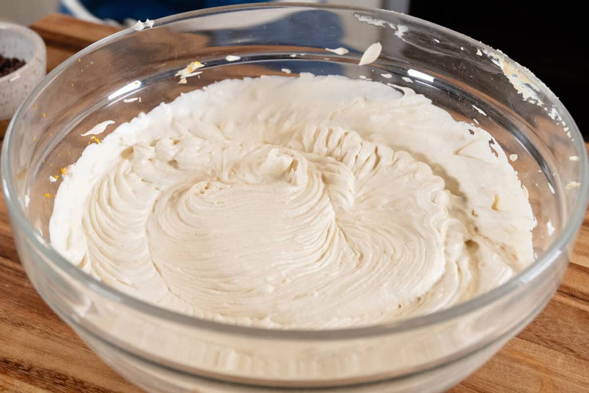 whipped cream in a large bowl