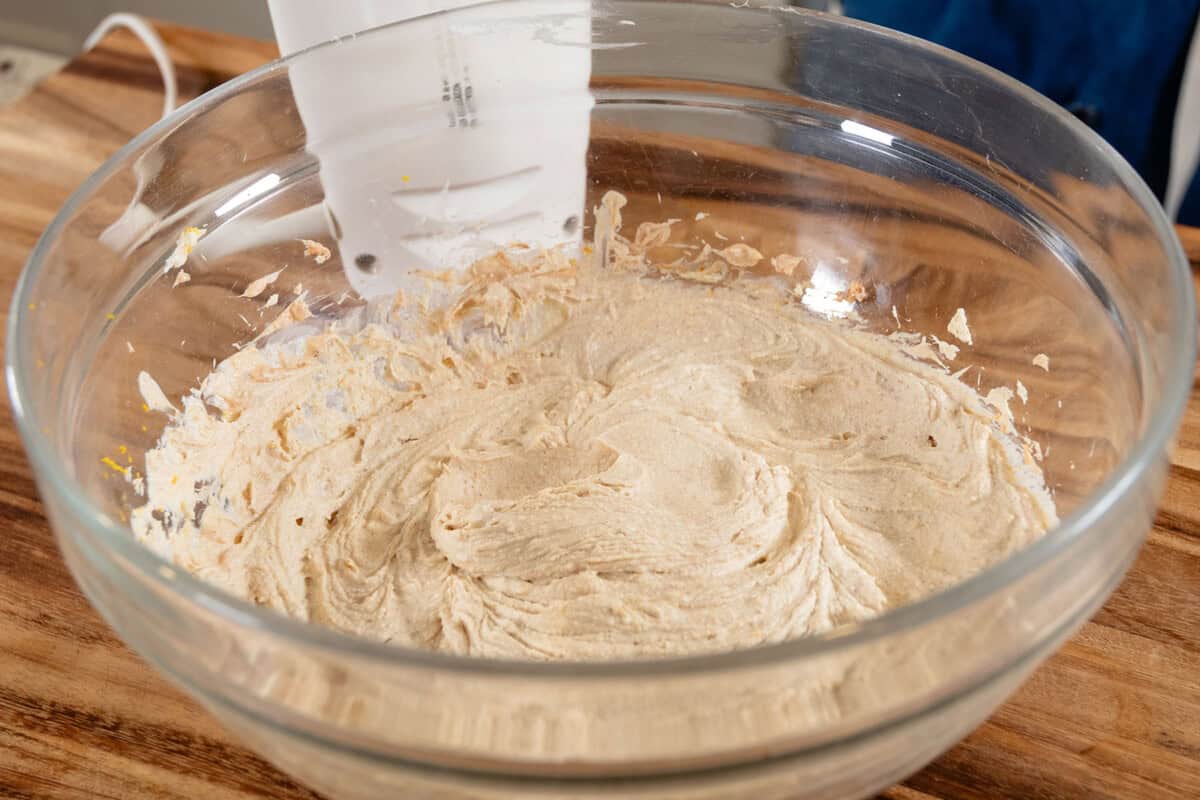 whipped cannoli cream in a bowl