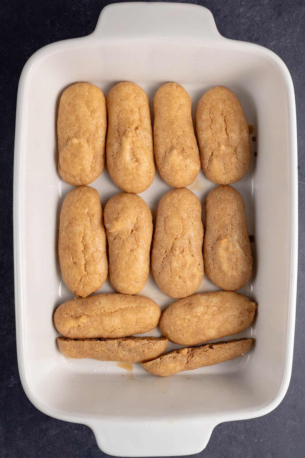 layer of espresso soaked lady fingers