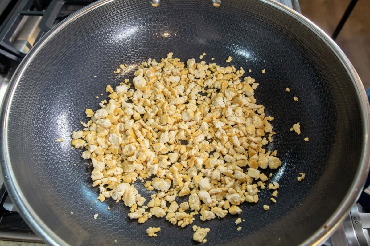 pan fried tofu in large skillet